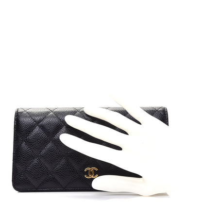 Chanel Caviar Quilted Yen Wallet Black 2 of 17