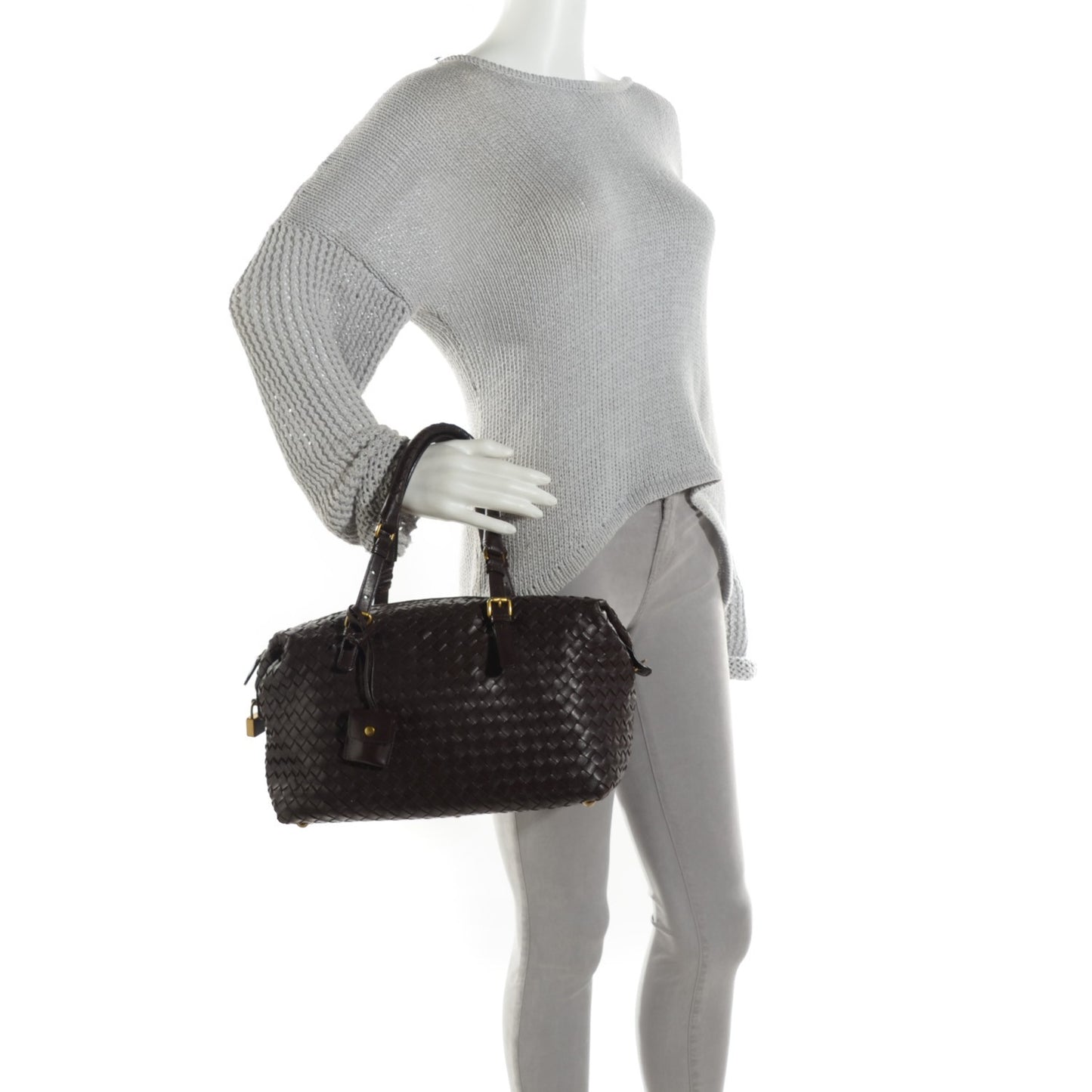 Nappa Intrecciato Shoulder Bag Ebano