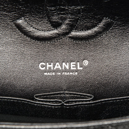 Chanel Metallic Crackled Calfskin Medium Double Flap Argent Fonce 7 of 8