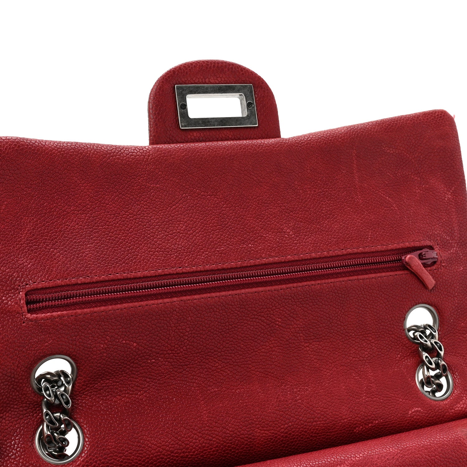 Chanel Washed Caviar Quilted 2.55 Reissue 225 Bijoux Chain Flap Red 14 of 19