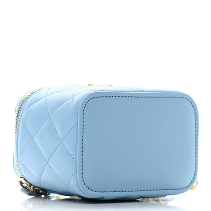 Chanel Lambskin Quilted Pearl Crush Mini Vanity Case With Chain Light Blue 4 of 12