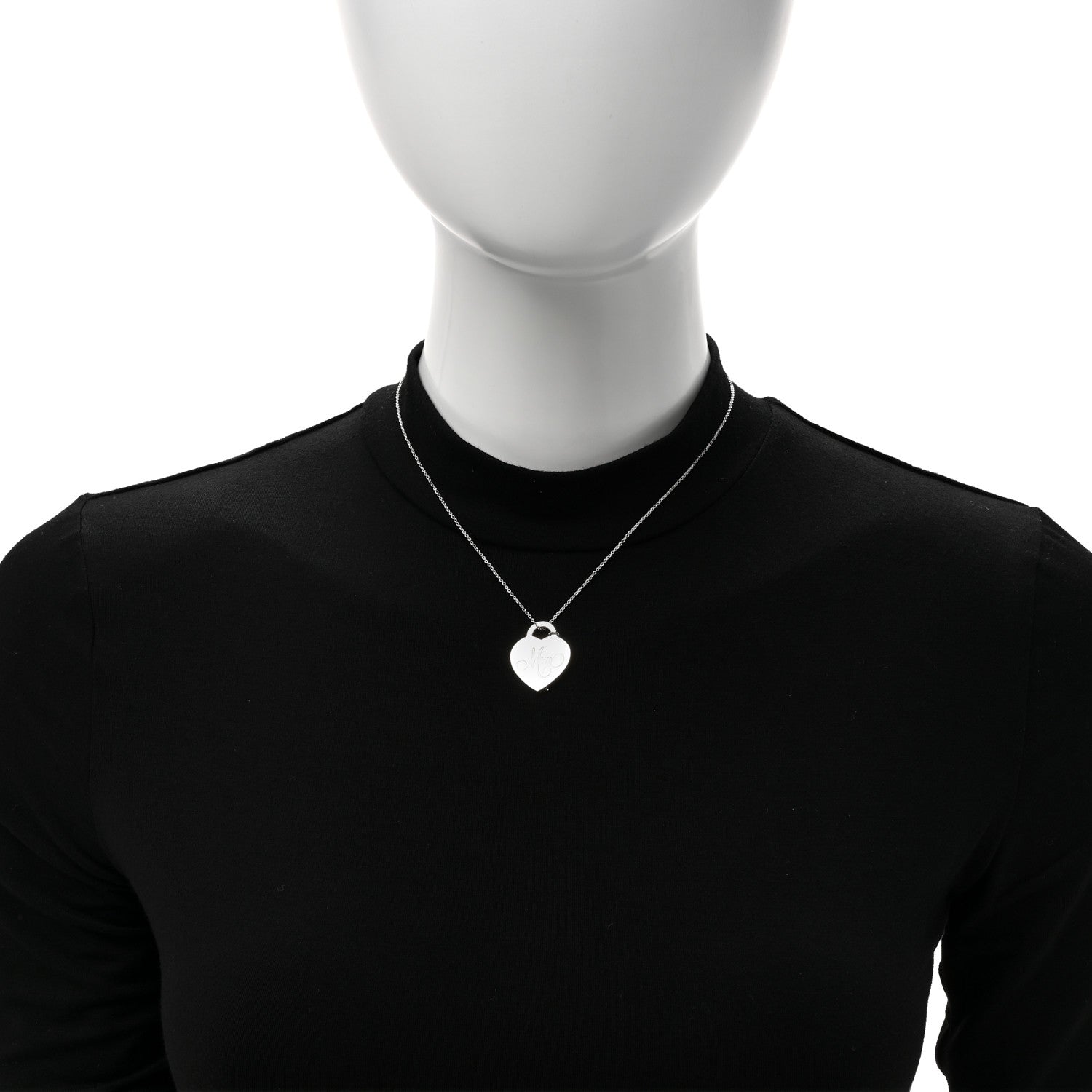 Tiffany Sterling Silver Mom Heart Tag Key Pendant Necklace 2 of 7