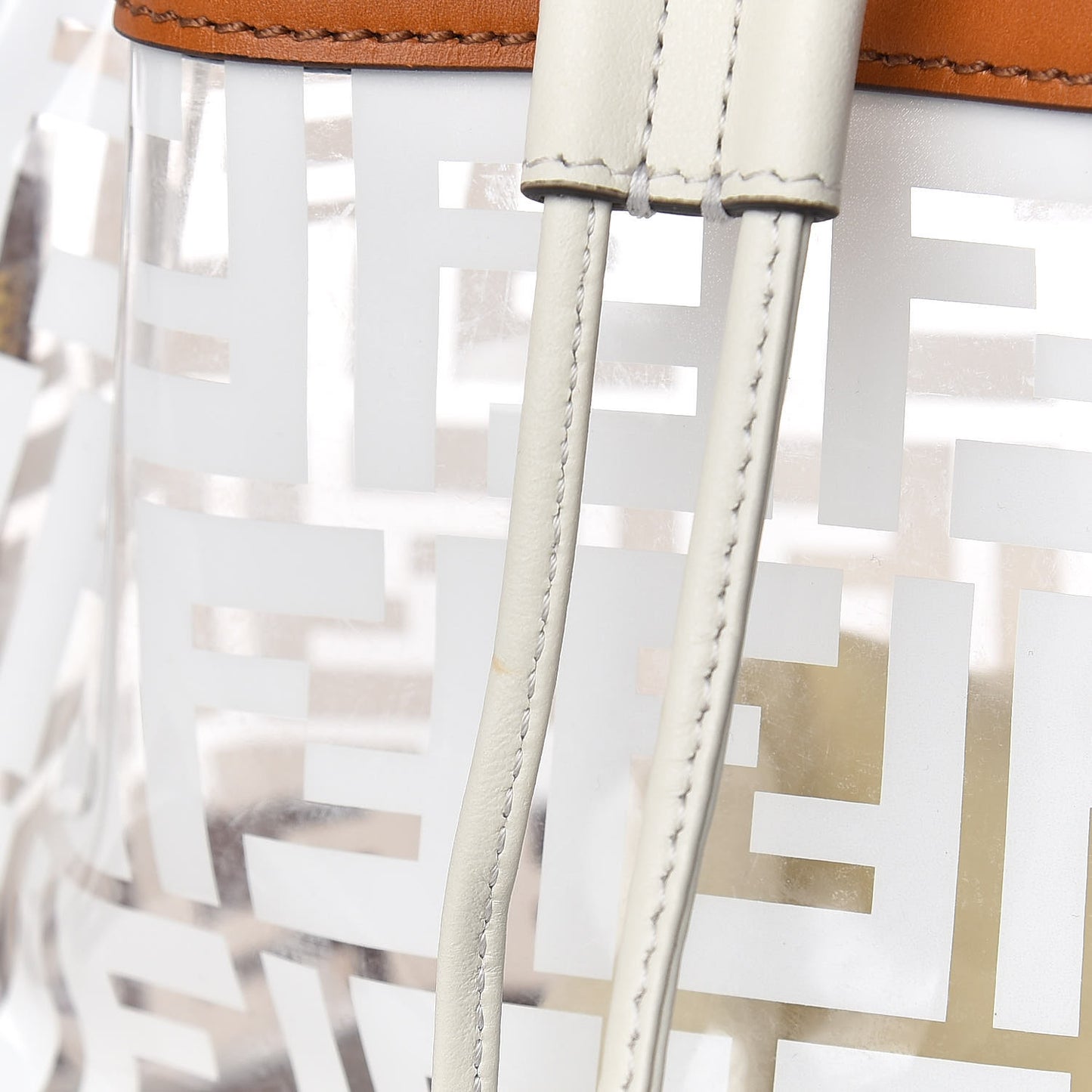 TPU FF Vitello Aura F is Fendi Grande Mon Tresor Bucket Bag White Cuoio