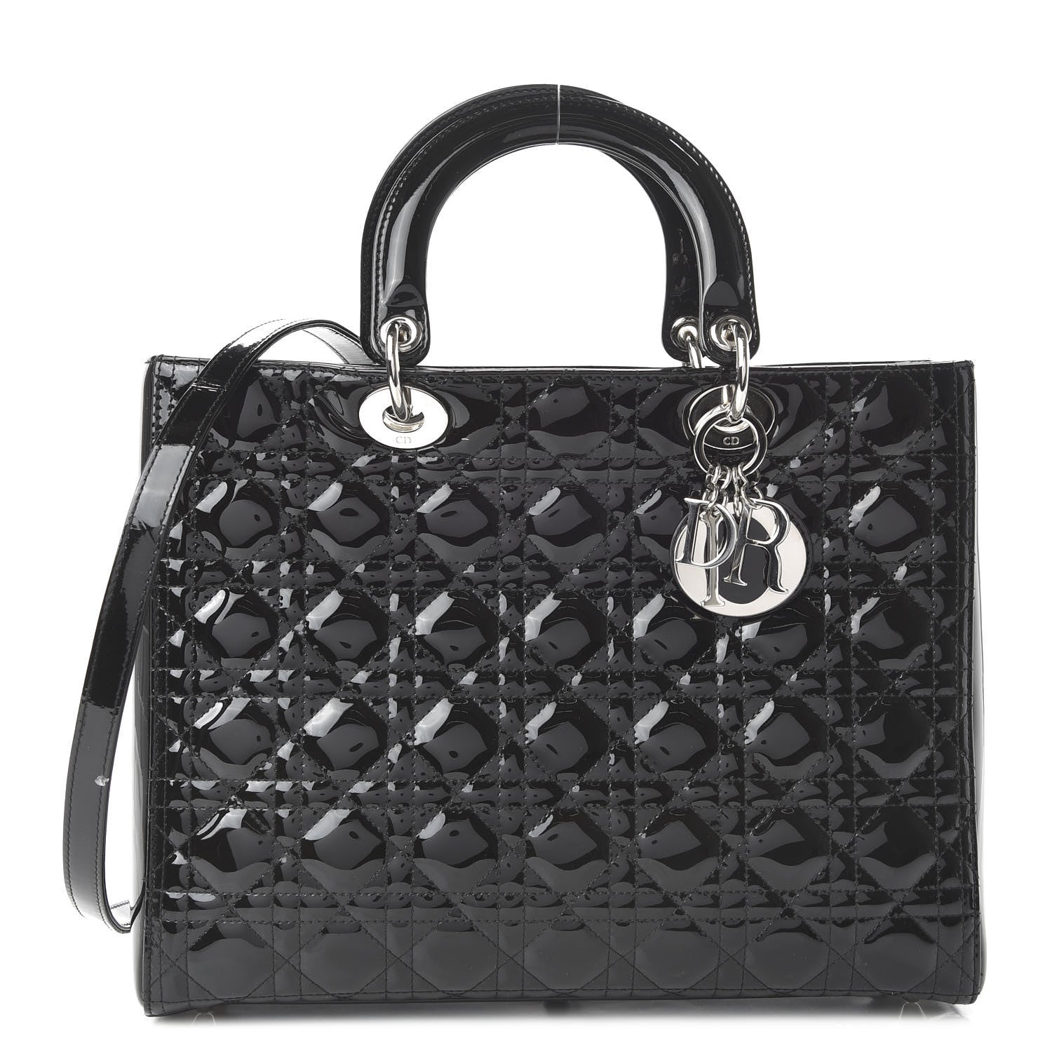 Christian Dior Patent Cannage Large Lady Dior Black 1 of 10