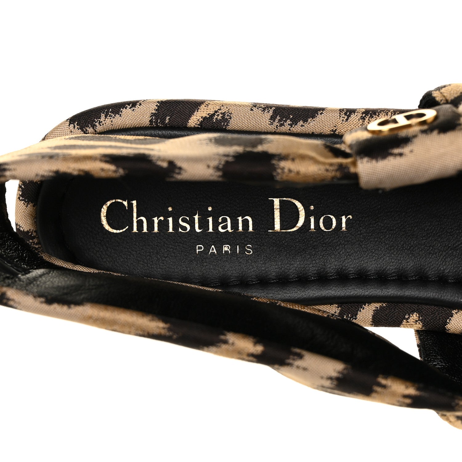 Christian Dior Nylon Leopard Print Mizza Slingback Flat 39 Beige Multicolor 7 of 9