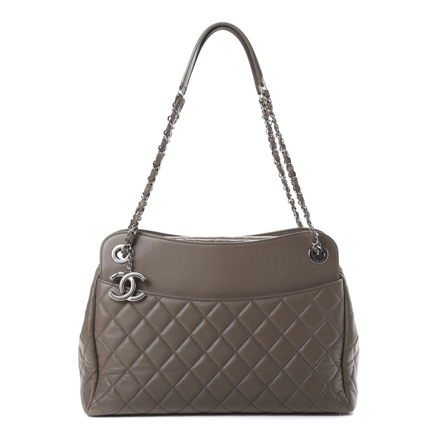 Lambskin Quilted Large 7 Tote Taupe