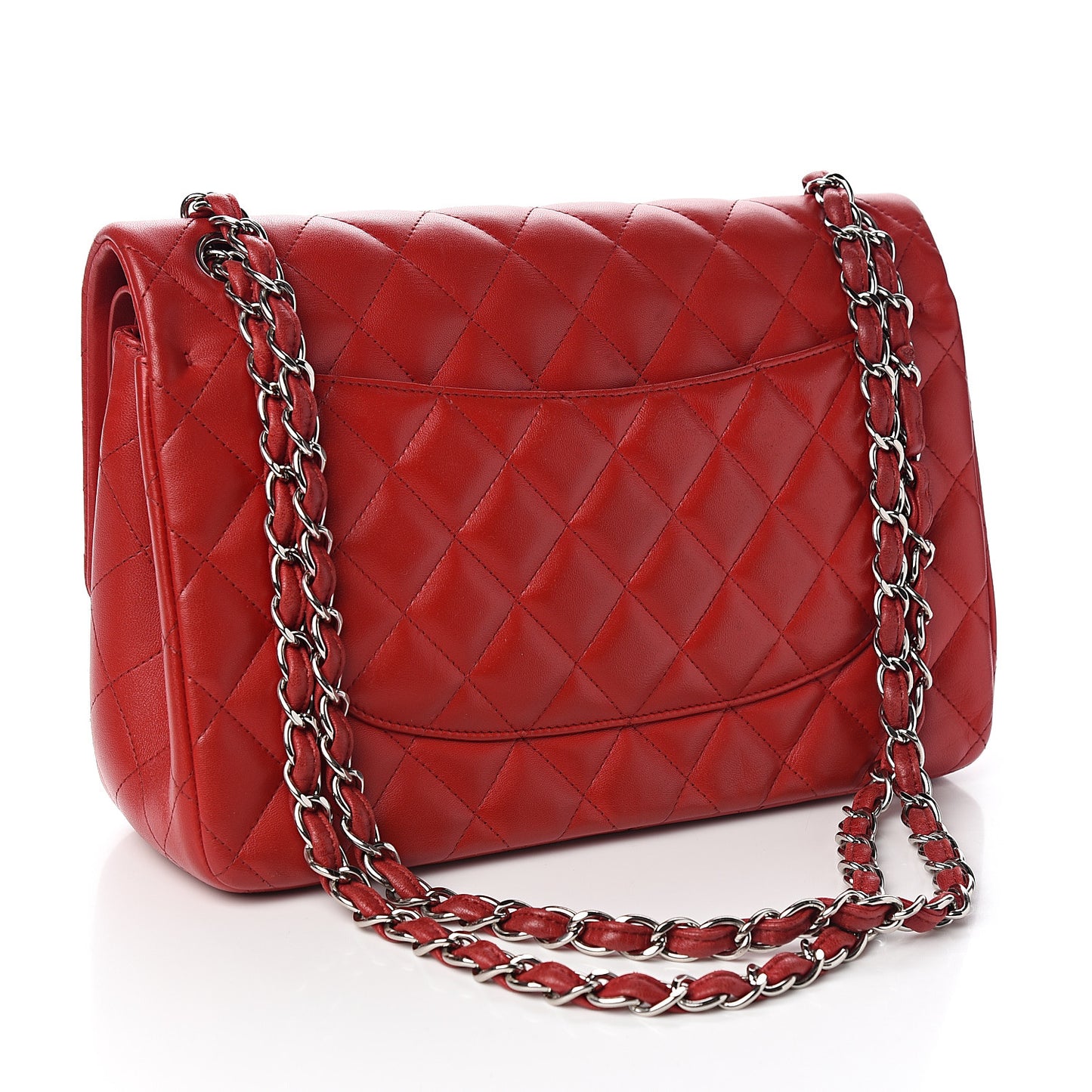 Lambskin Quilted Jumbo Double Flap Red