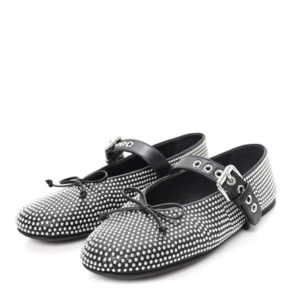 Miu Miu Calfskin Studded Mary Jane Ballerina Flats 36.5 Black 4 of 8