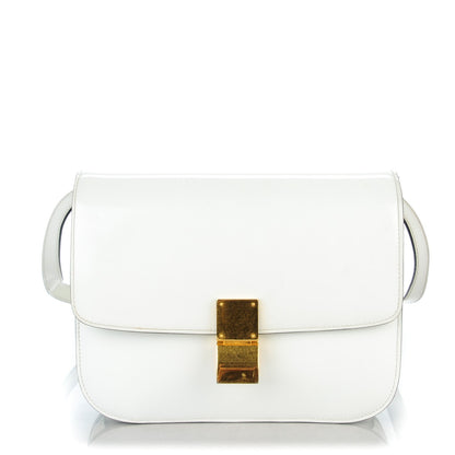 Celine Spazzolato Calfskin Medium Classic Box Flap Bag White 1 of 7