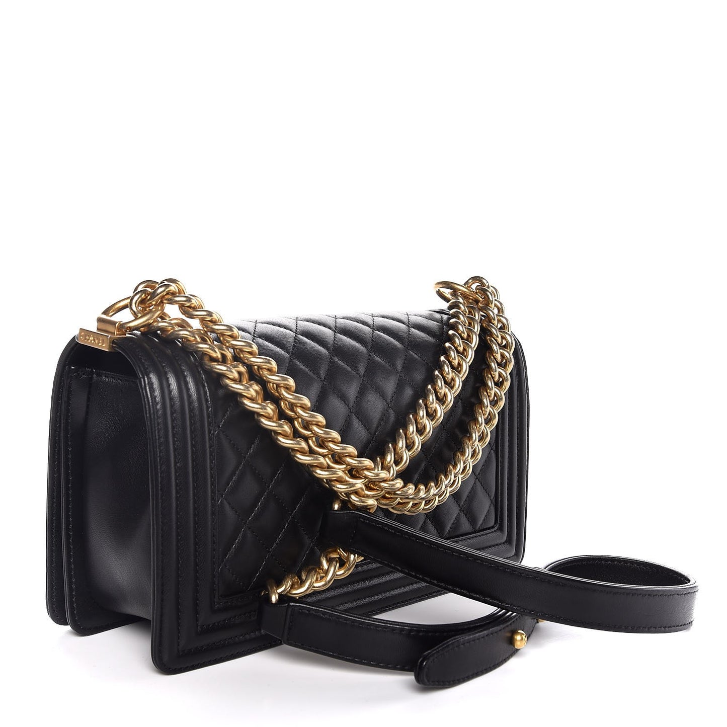Lambskin Quilted Medium Boy Flap Black