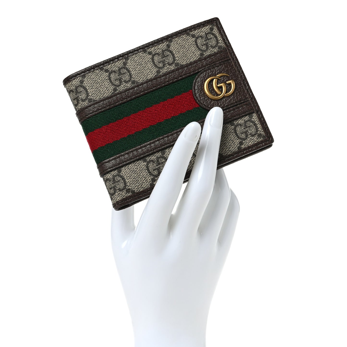GG Supreme Monogram Web Mens Ophidia Bi-Fold Wallet Beige New Acero