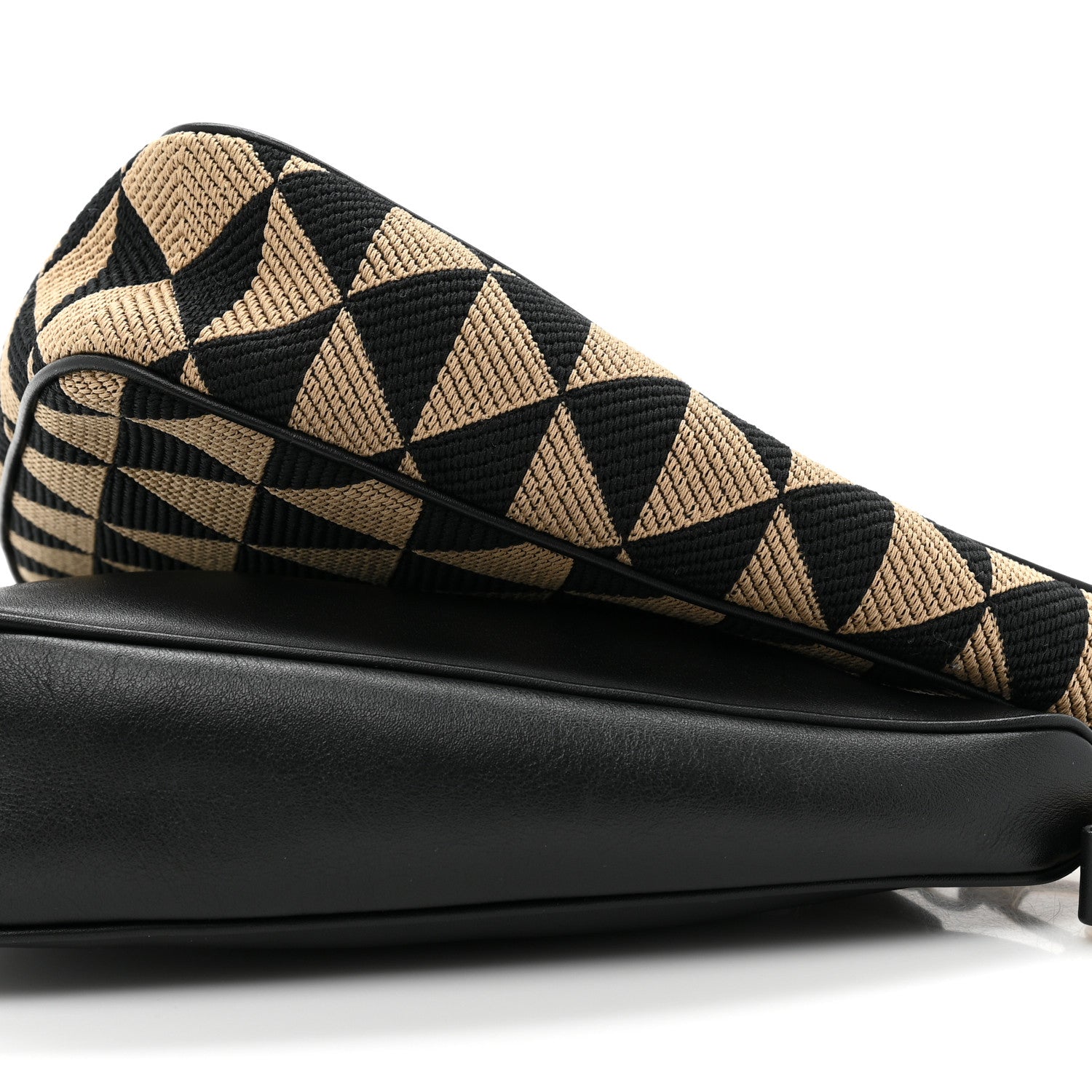 Prada Jacquard Calfskin Triangolo Symbole Embroidered Mini Triangle Double Bag Black Corda 7 of 8