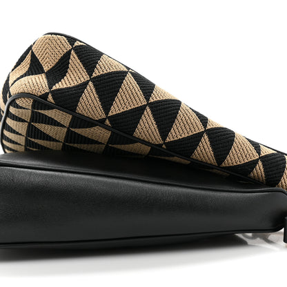 Prada Jacquard Calfskin Triangolo Symbole Embroidered Mini Triangle Double Bag Black Corda 7 of 8