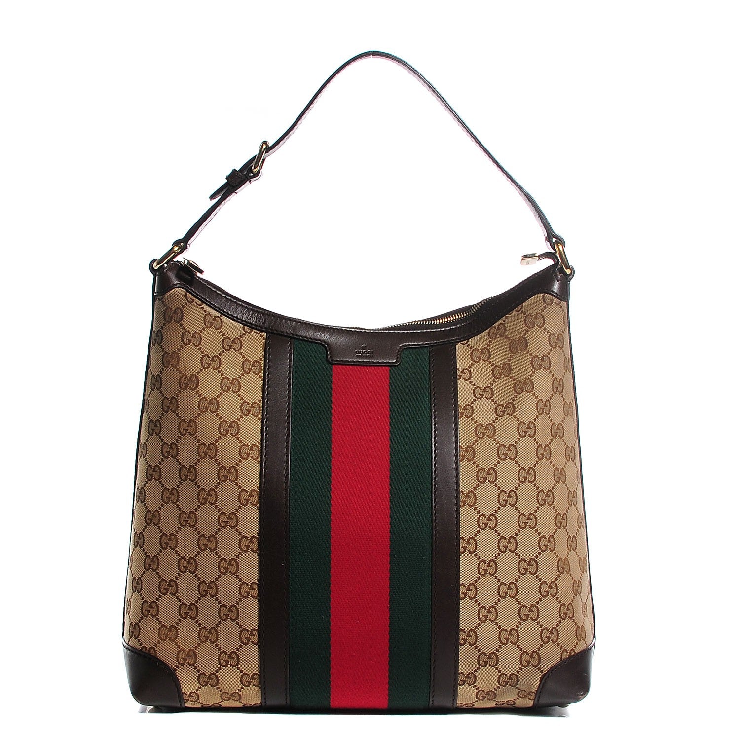 Gucci Monogram Vintage Web Medium Hobo Dark Brown 1 of 11