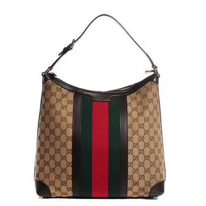 Gucci Monogram Vintage Web Medium Hobo Dark Brown 1 of 11
