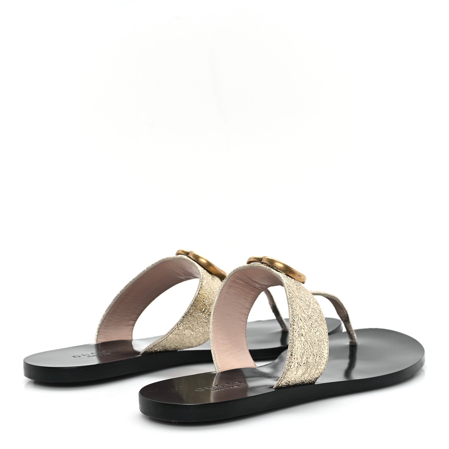 Gucci Nappa Silk Galassia GG Marmont Thong Flat Sandals 35 Platino 5 of 9