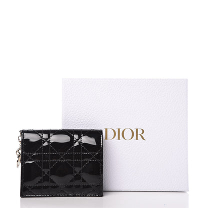Christian Dior Patent Cannage Lady Dior Mini Wallet Black 11 of 11