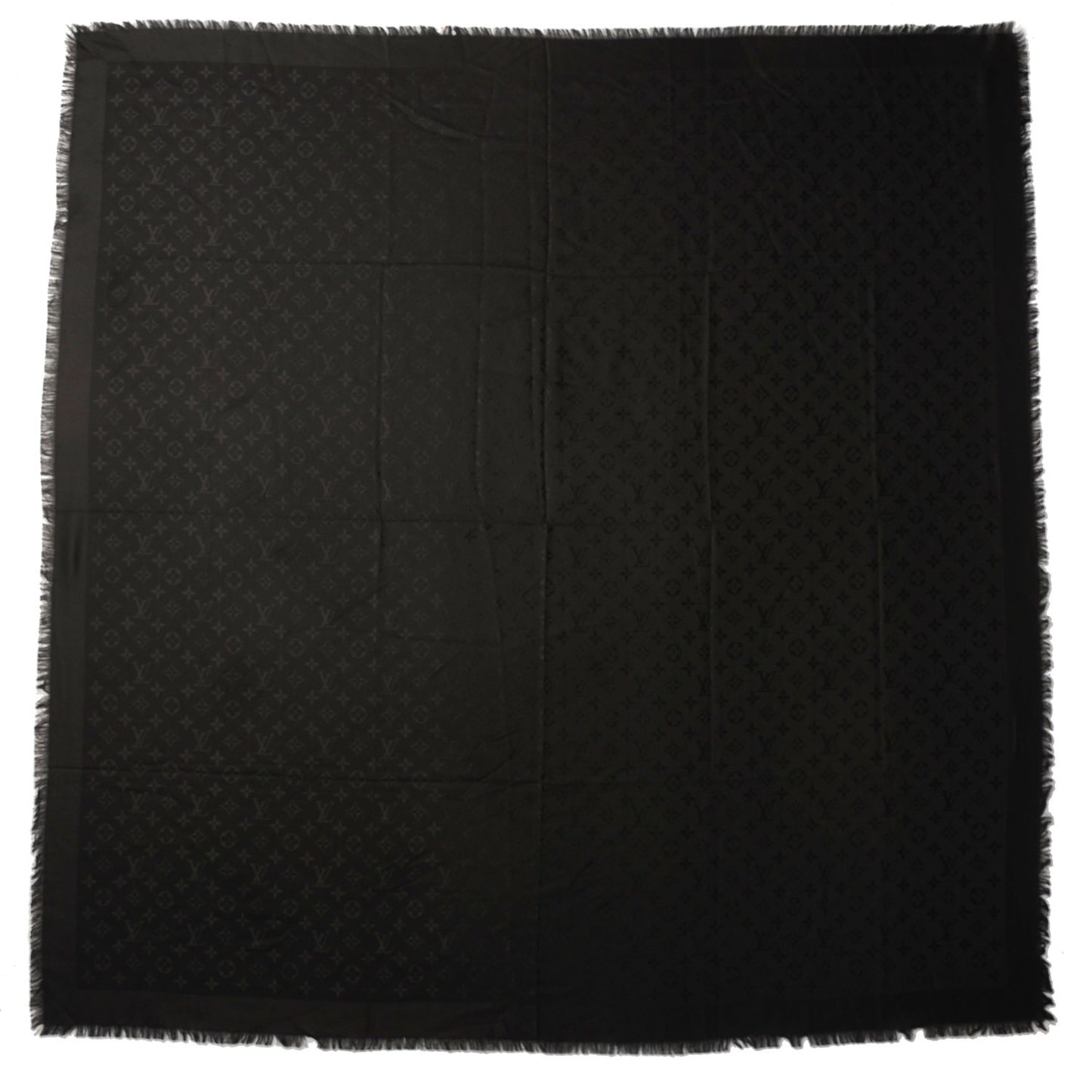 Silk Wool Monogram Shawl Black