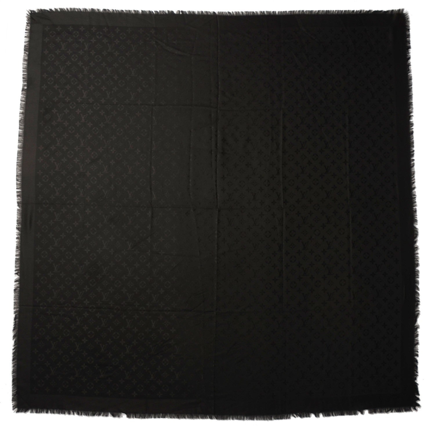 Louis Vuitton Silk Wool Monogram Shawl Black 3 of 5