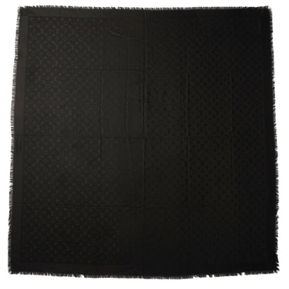 Louis Vuitton Silk Wool Monogram Shawl Black 3 of 5