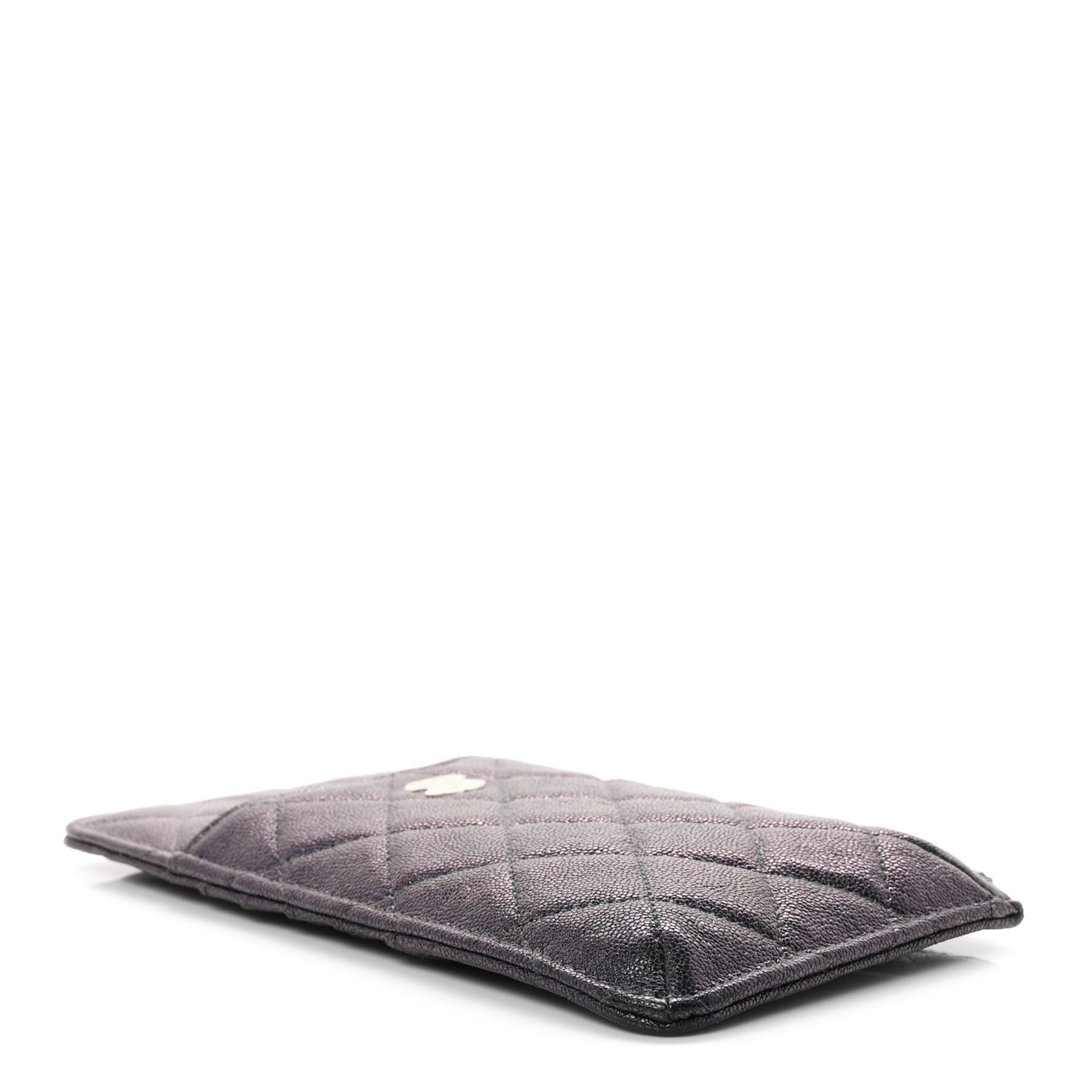 Iridescent Caviar Quilted Classic iPhone Pouch Black