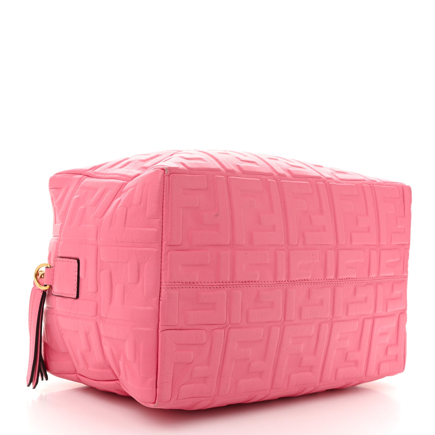 Fendi Nappa FF 1974 Embossed Small Boston Rosa Fluo 4 of 12