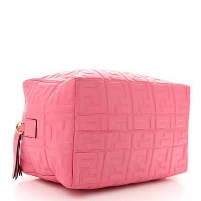 Fendi Nappa FF 1974 Embossed Small Boston Rosa Fluo 4 of 12
