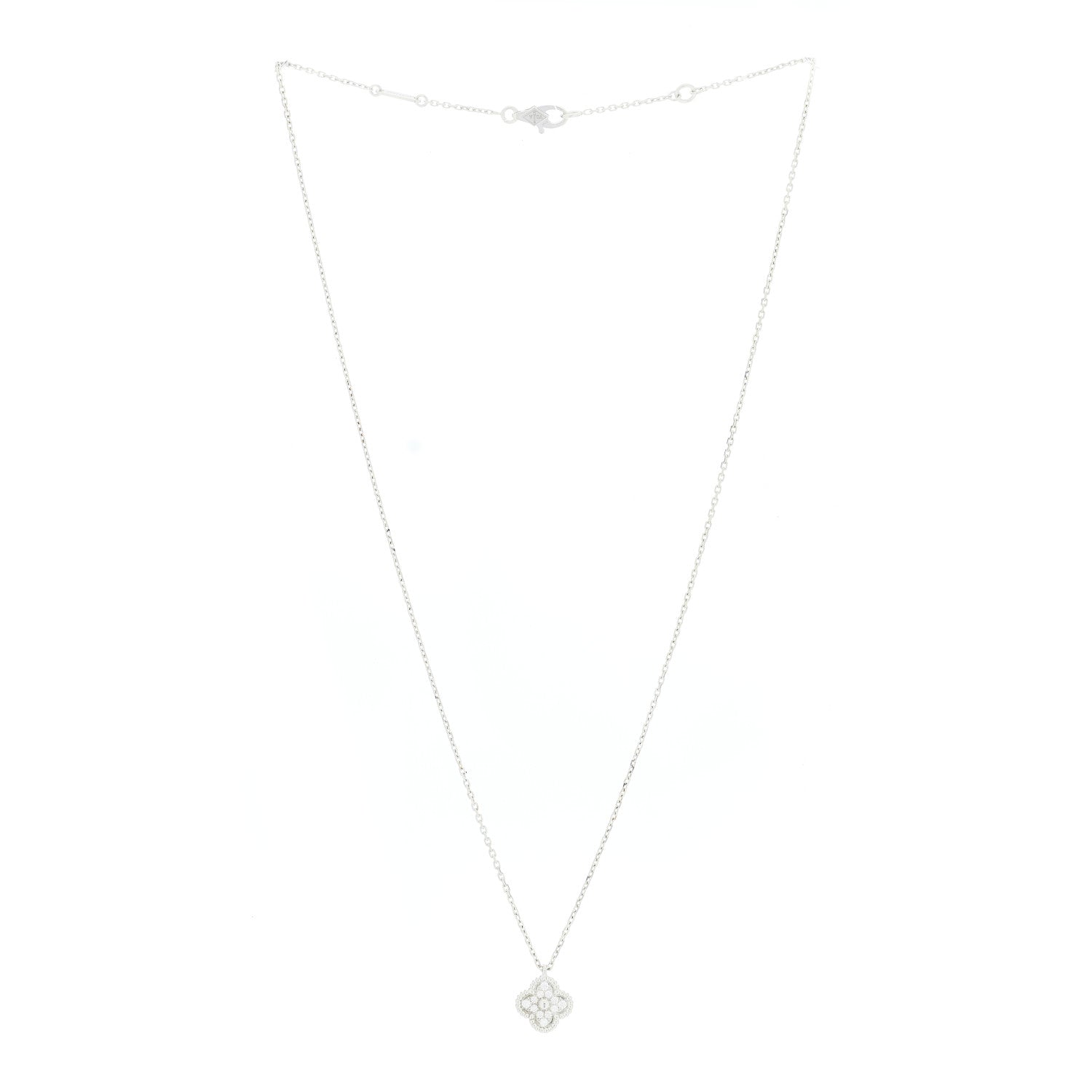 Van Cleef & Arpels 18K White Gold Diamond Sweet Alhambra Pendant Necklace 2 of 5
