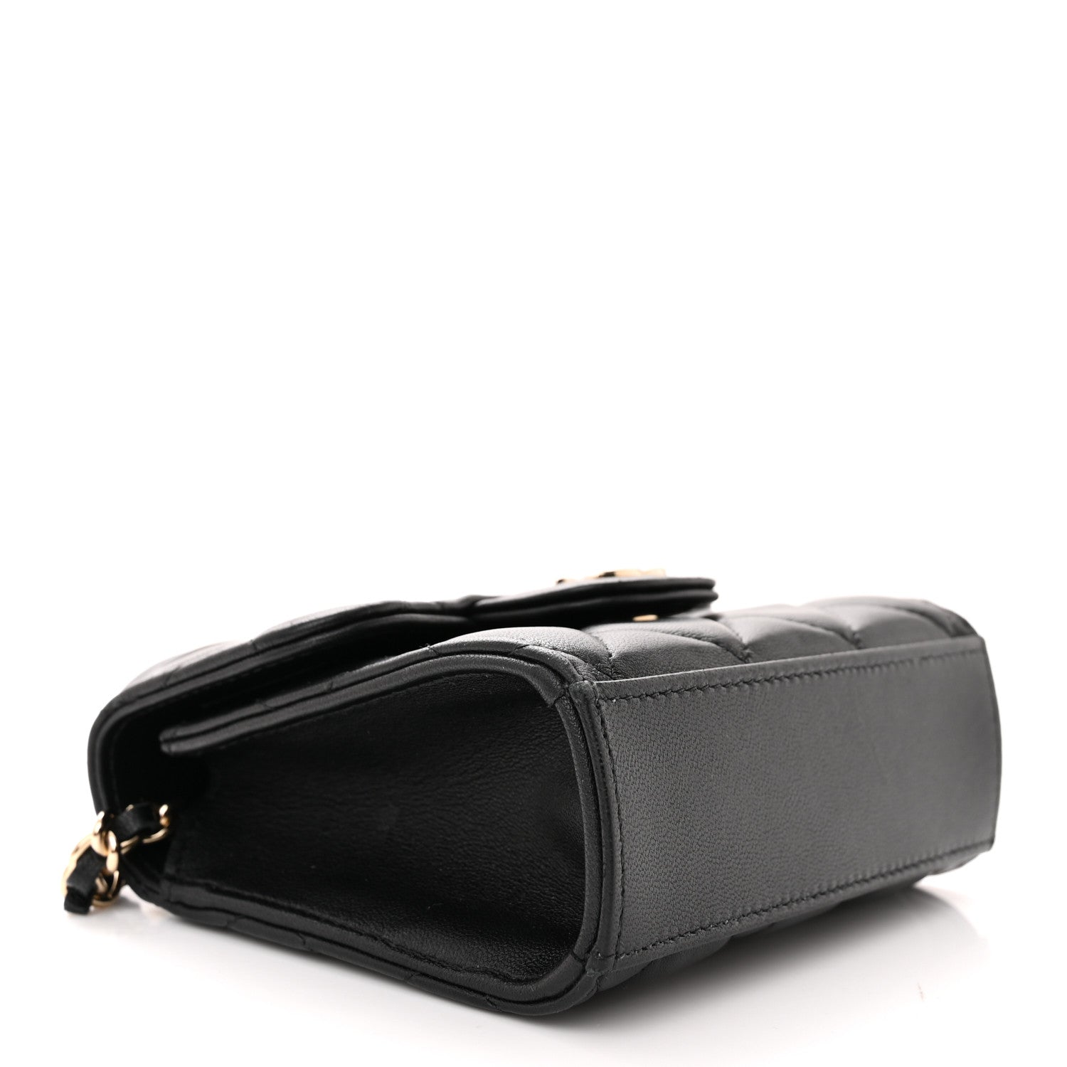 Chanel Lambskin Quilted Top Handle Flap Clutch With Chain Black 4 of 13