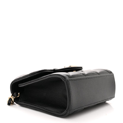Chanel Lambskin Quilted Top Handle Flap Clutch With Chain Black 4 of 13