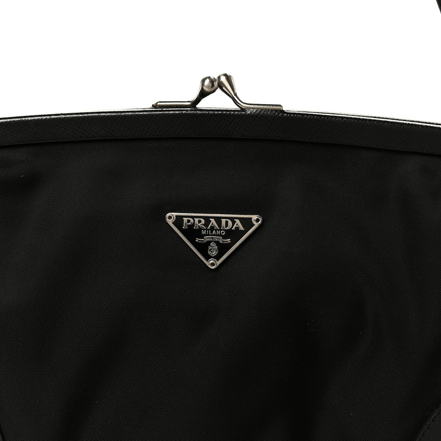 Prada Tessuto Nylon Kisslock Shoulder Bag Black Black 8 of 12