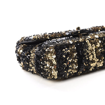 Chanel Sequin Striped Classic Mini Flap Black Gold 5 of 9