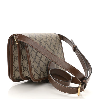 Gucci GG Supreme Monogram Azalea Calfskin Mini Retro Interlocking G Flap Shoulder Bag Beige Ebony Brown Sugar 3 of 9