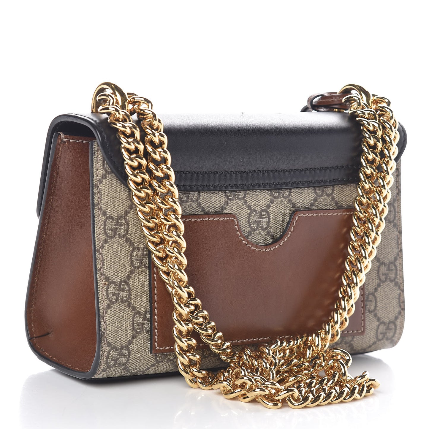 GG Supreme Monogram Calfskin Small Padlock Shoulder Bag Beige Black Cuir