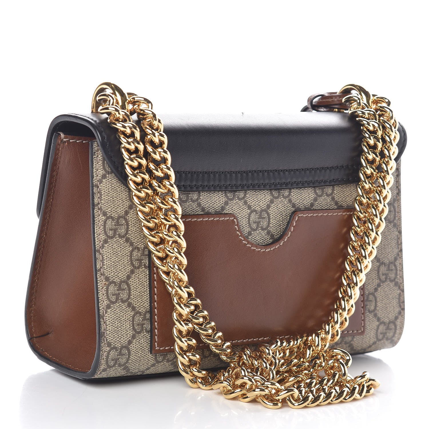 Gucci GG Supreme Monogram Calfskin Small Padlock Shoulder Bag Beige Black Cuir 3 of 12