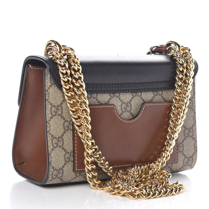 Gucci GG Supreme Monogram Calfskin Small Padlock Shoulder Bag Beige Black Cuir 3 of 12