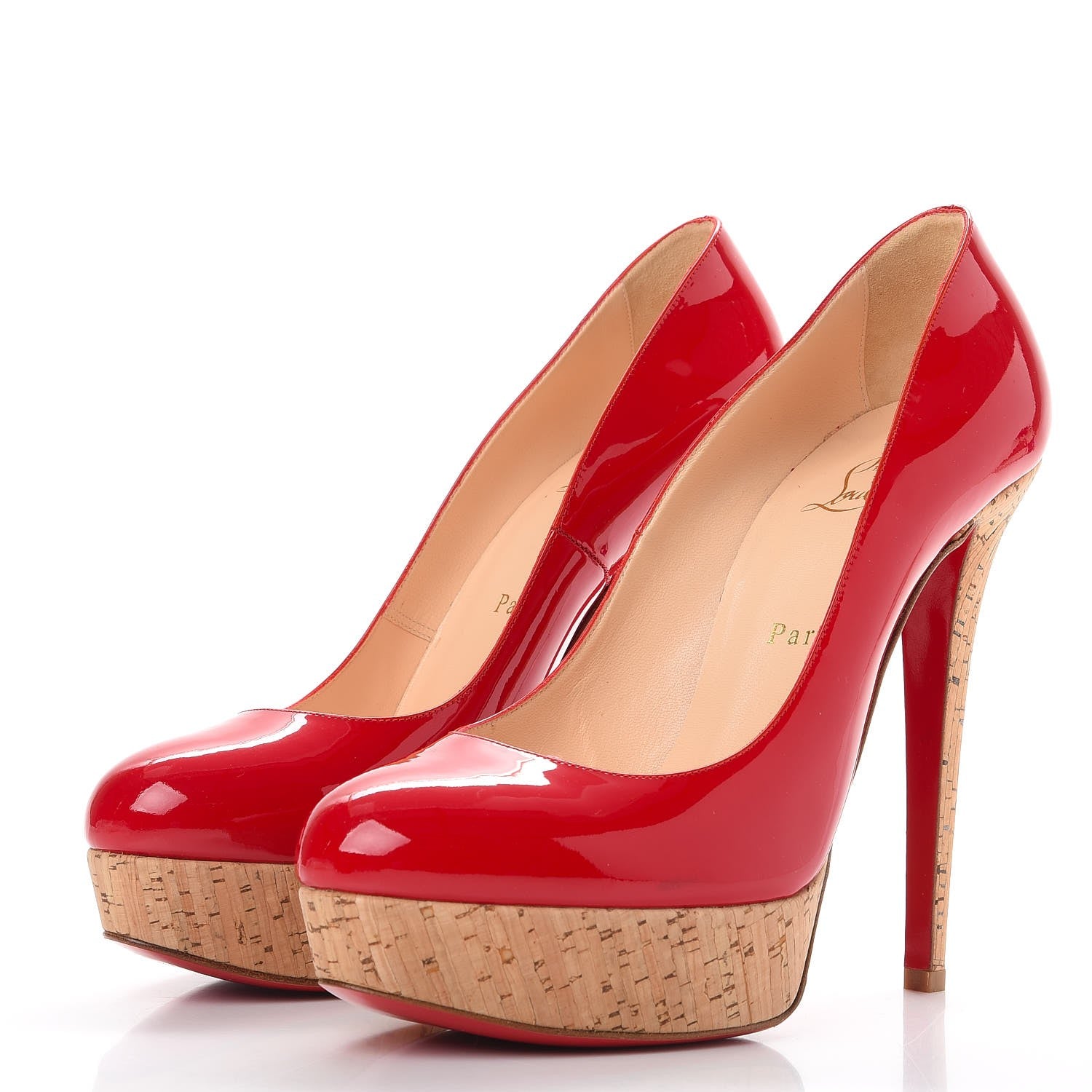 Christian Louboutin Patent Cork Bianca 140 Pumps 39 Red 3 of 7