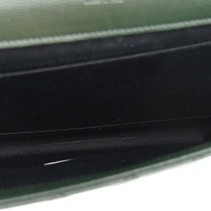 Saint Laurent Grain De Poudre Textured Mixed Matelasse Triquilt Monogram Clutch Vert Fonce 5 of 8