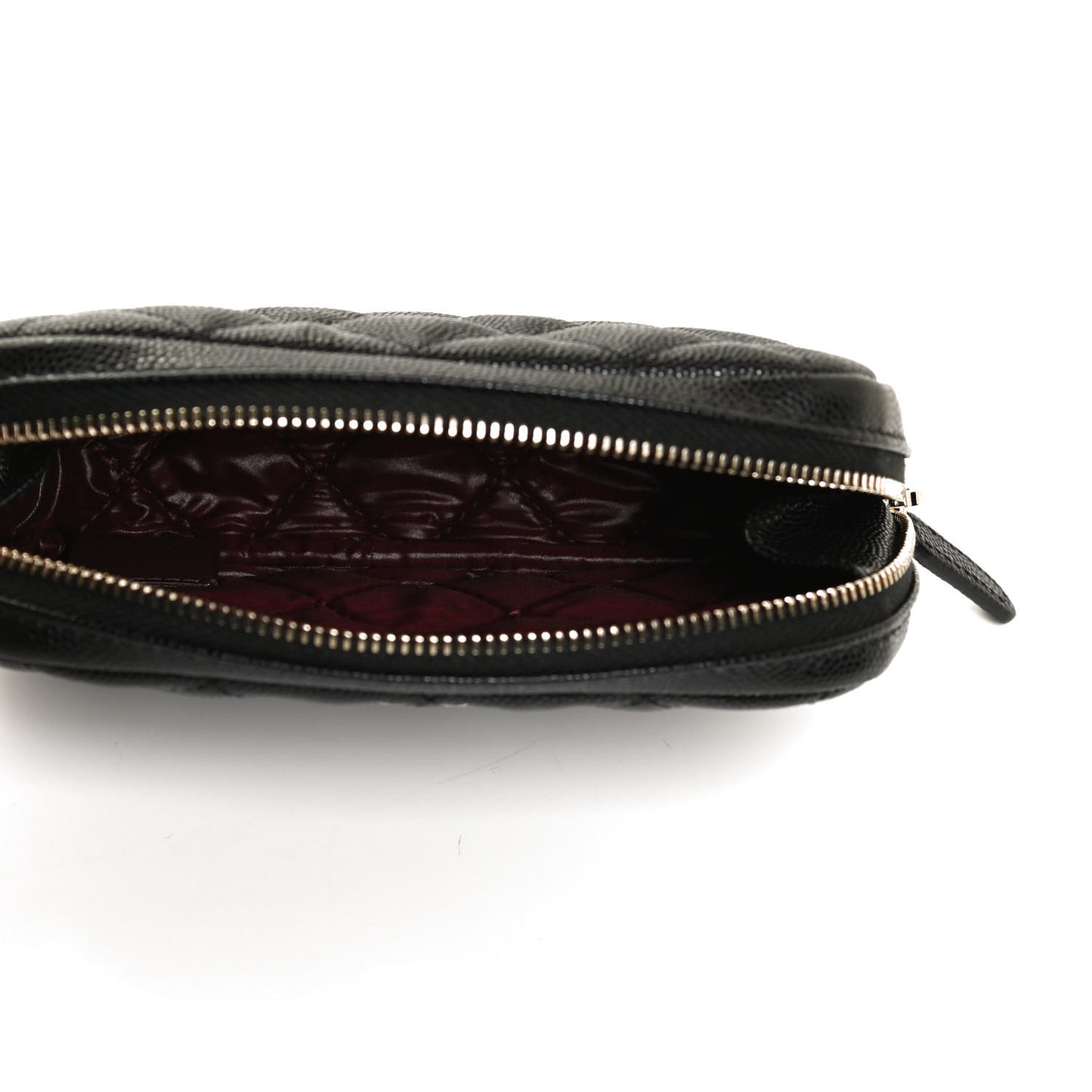 Caviar Quilted Small Curvy Pouch Cosmetic Case Black