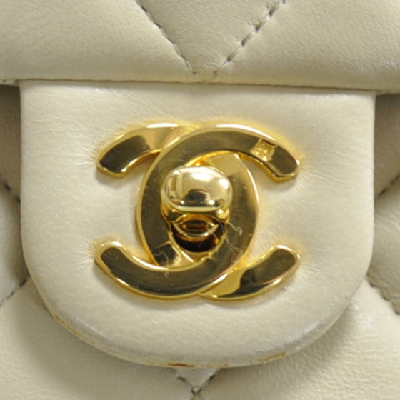 Lambskin Quilted Mini Flap Beige