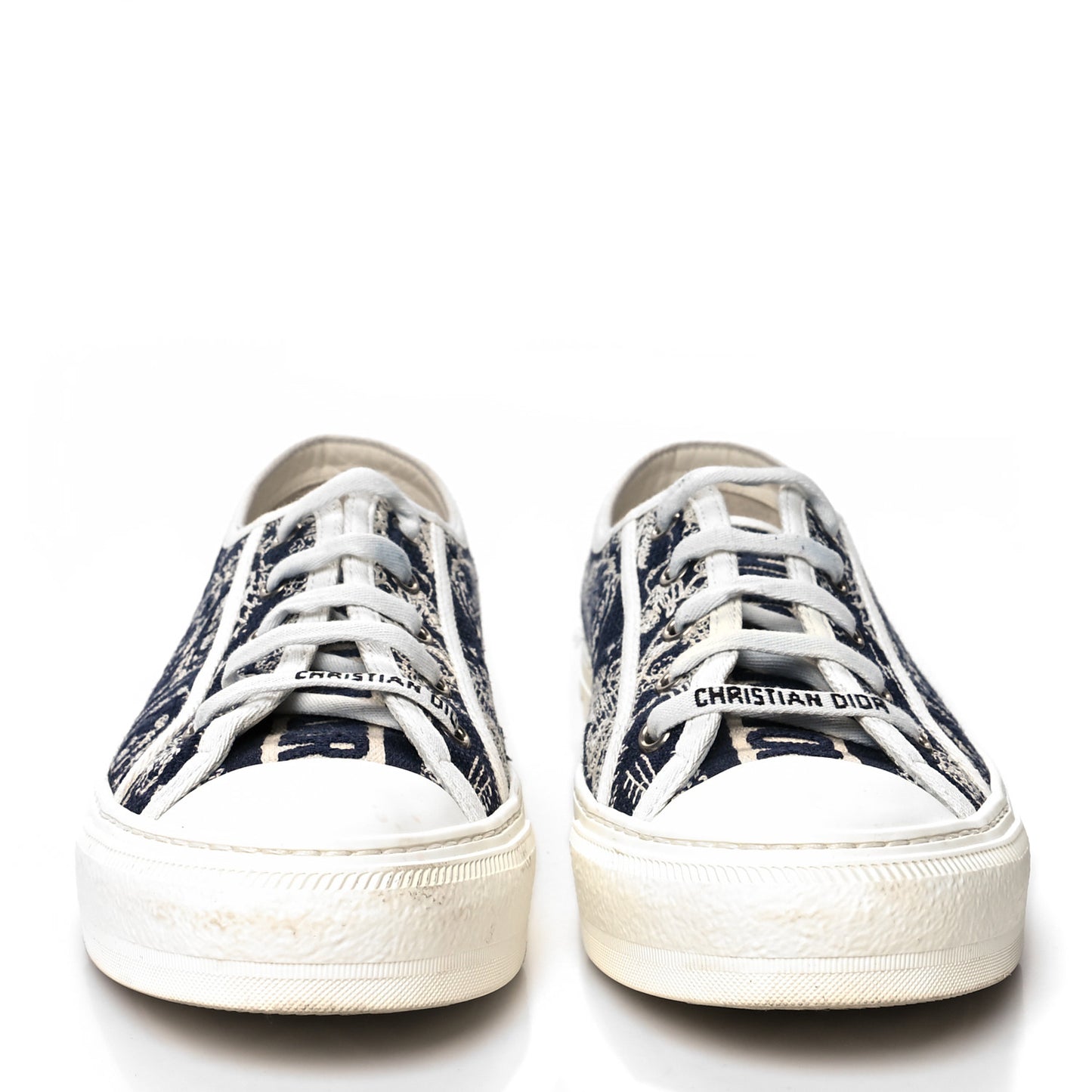 Canvas Toile De Jouy Embroidered Womens Walk'N'Dior Low Top Sneakers 39 Off White Deep Blue