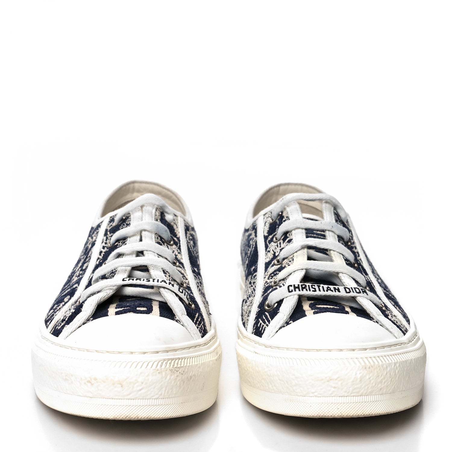 Christian Dior Canvas Toile De Jouy Embroidered Womens Walk'N'Dior Low Top Sneakers 39 Off White Deep Blue 2 of 8