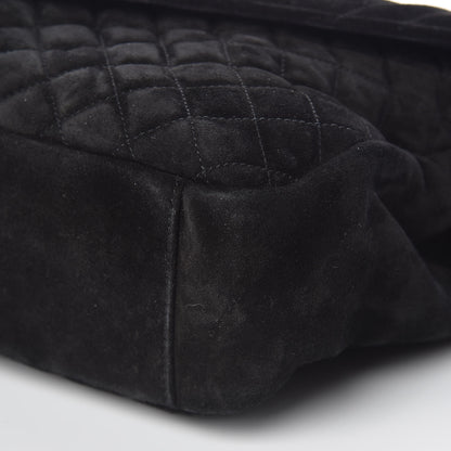 Saint Laurent Suede Mixed Matelasse Triquilt Large Monogram Envelope Satchel Black 8 of 8