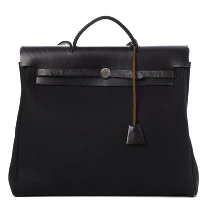 Hermes Toile Vache Calfskin Herbag 40 GM Black 1 of 15