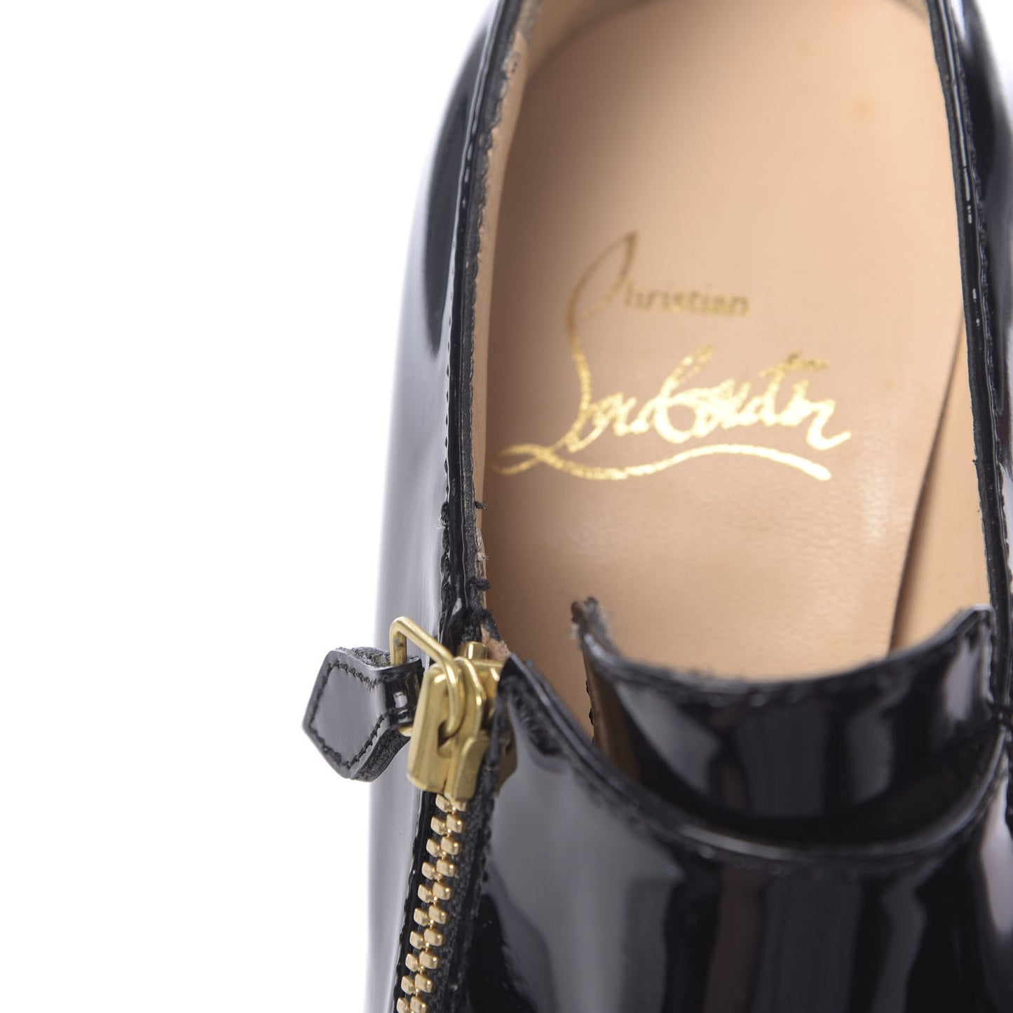 Patent Lapano Loafer Zip Booties 36 Black