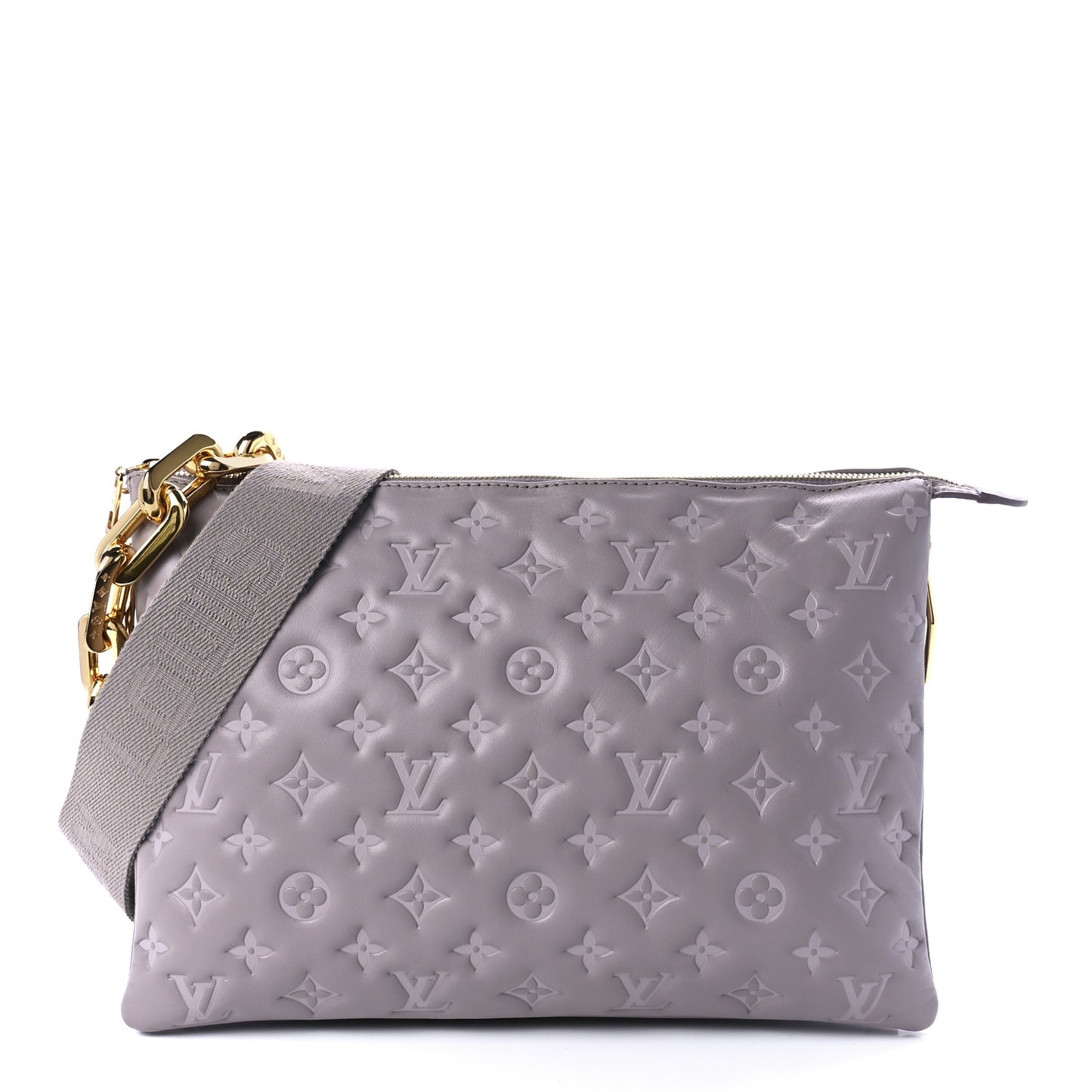 Lambskin Embossed Monogram Coussin MM Grey