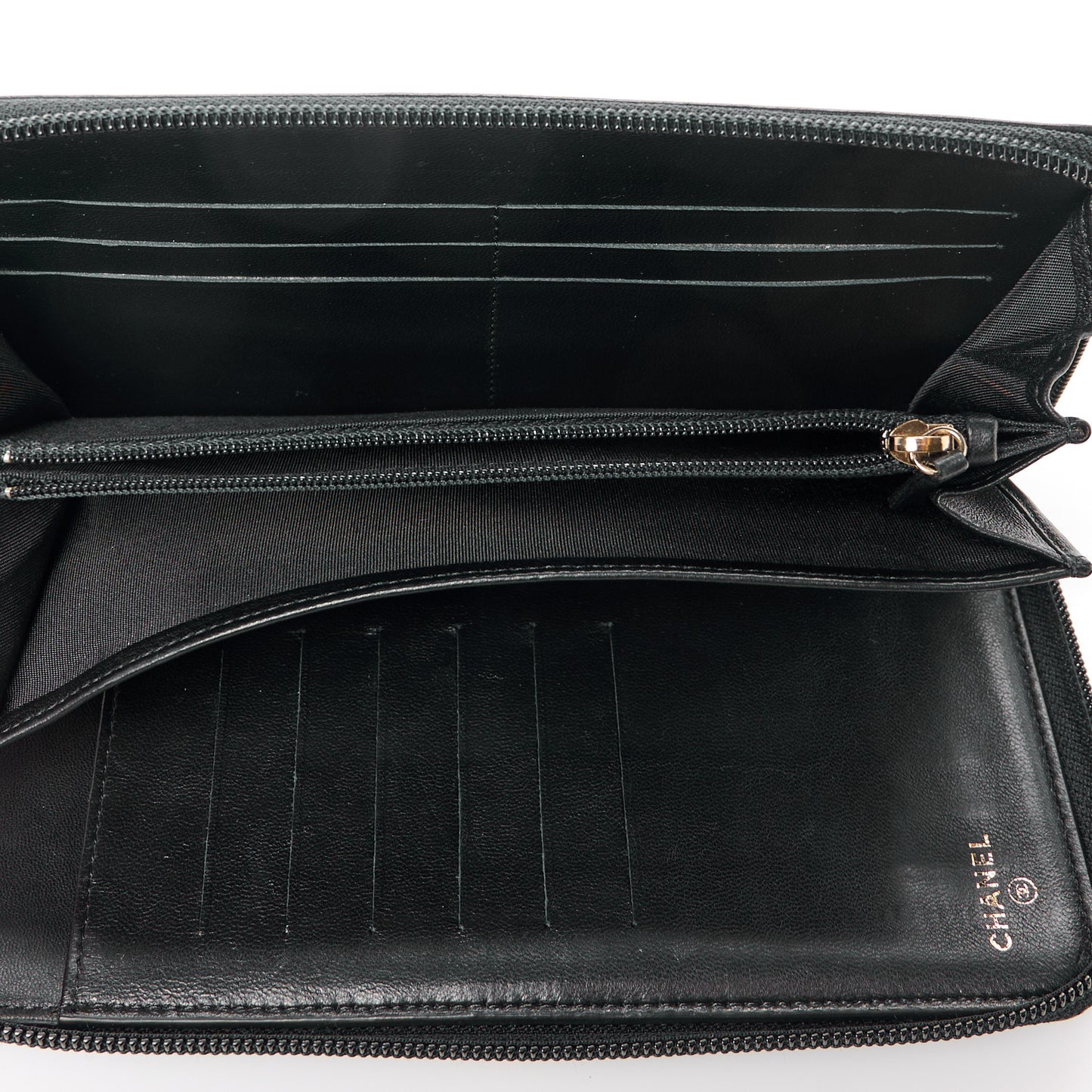 Lambskin Quilted Boy Zip Around Organizer Wallet Black