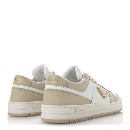 Prada Vitello Sport Spazzolato Rois Triangle Logo Womens Downtown Low Top 30mm Sneakers 36 White Beige 5 of 7