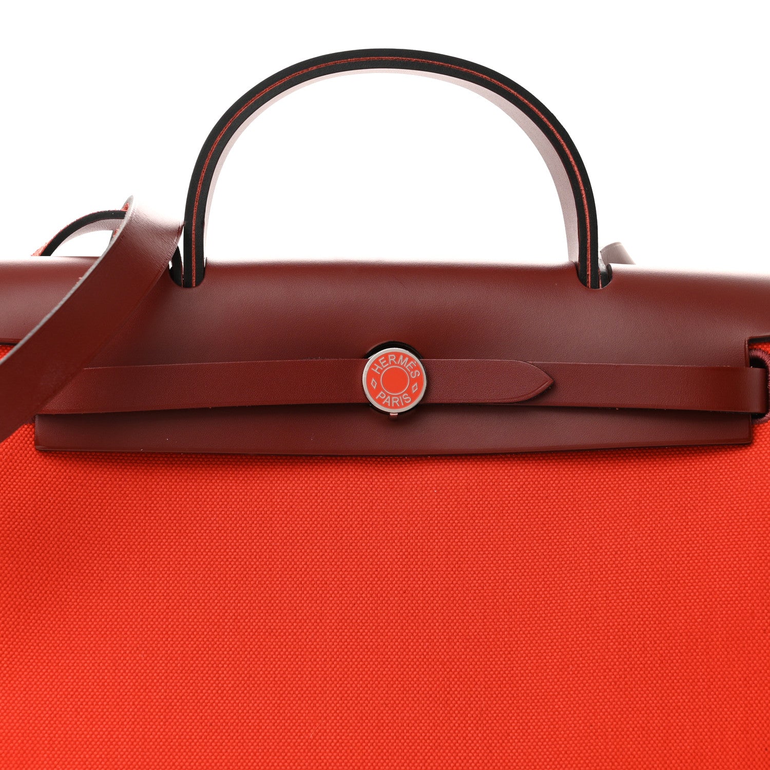 Hermes Vache Hunter Toile Herbag Zip 31 PM Orange Mecano Rouge H 9 of 11