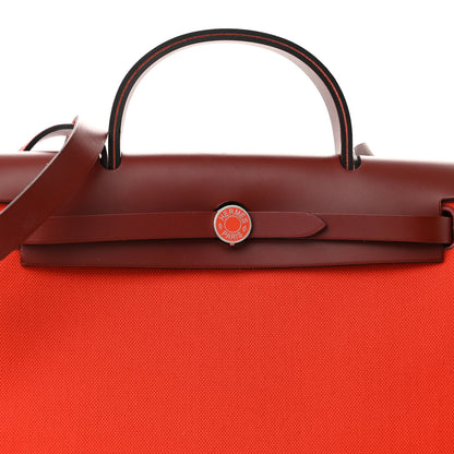 Hermes Vache Hunter Toile Herbag Zip 31 PM Orange Mecano Rouge H 9 of 11
